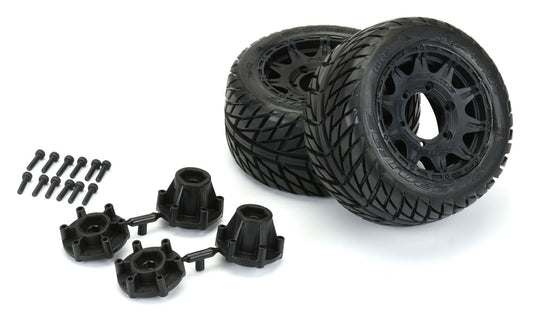 Street Fighter LP 2.8" Street Tires Mounted on Raid Black Removable Hex Wheels (2) Rustler