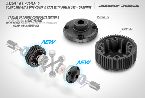 Composite Gear Diff. Case with Pulley 53T - LCG - Graphite