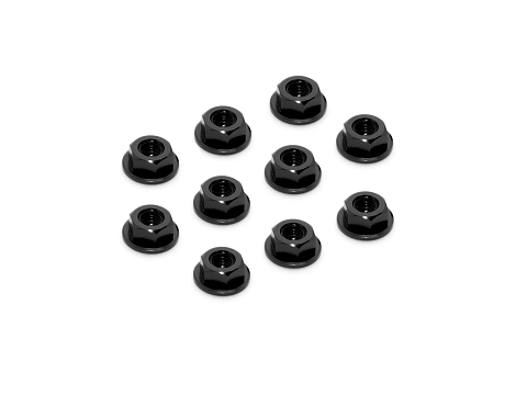 Alu Nut M4 with Serrated Flange - Black (10)