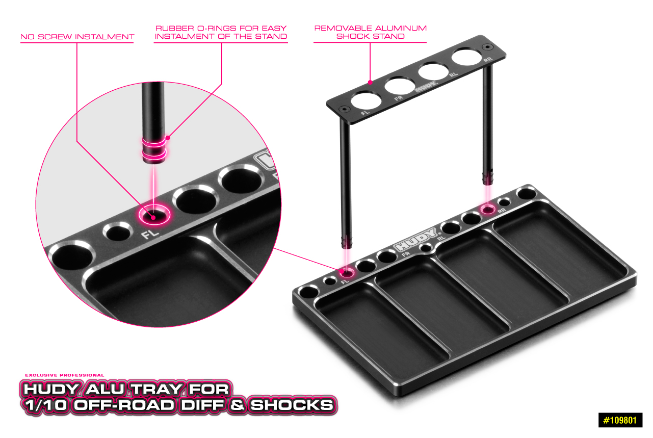 HUDY Alu Tray for 1/10 Off-Road Diff & Shocks