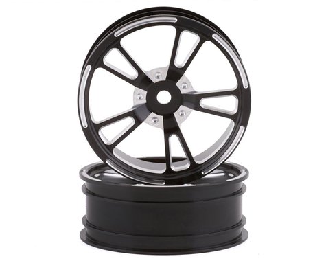 SSD RC V Spoke Aluminum Front 2.2” Drag Racing Wheels (Black) (2)